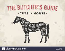 Cut Of Meat Set Poster Butcher Diagram Scheme Horse
