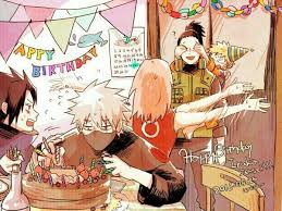 Happy Birthday Iruka Text Funny Team 7 Naruto Sasuke Sakura Kakashi Iruka Party Surprise Cake Naruto Anime Naruto Naruto Iruka Naruto