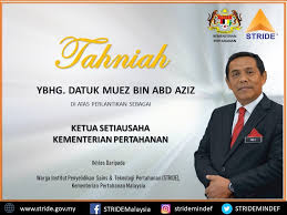 Abdullah kemudiannya dinaikkan pangkat menjadi ketua pengarah kementerian kebudayaan, belia dan sukan, sebelum menjadi timbalan ketua setiausaha dalam. Stride Mindef On Twitter Seluruh Warga Stride Mengucapkan Tahniah Dan Mengalu Alukan Kehadiran Ybhg Datuk Muez Bin Abd Aziz Yang Telah Dilantik Sebagai Ketua Setiausaha Kementerian Pertahanan Berkuatkuasa 1 Februari 2020 Https T Co Wgrhu2vhvn
