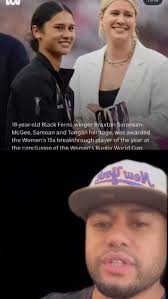 An 18 year old Tongan/Samoan rugby player won the Womens 15 Breakthrough  player of the year #braxtonsoresenmcgee #rugby #blackferns #tongan #samoan  #fblifestyle