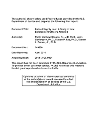 Check spelling or type a new query. Police Integrity Lost A Study Of Law Enforcement Officers Arrested Stinson Et Al 2016 Prison Legal News