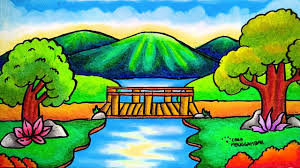 Gambar pemandangan alam kartun terbaik. Menggambar Tema Pemandangan Gunung Ep 309 Youtube