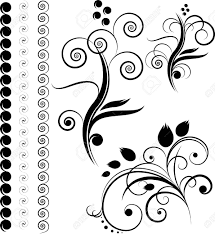 Abstract black & white border set. Borders Floral Design Elements Isolated On The White Royalty Free Cliparts Vectors And Stock Illustration Image 4297976