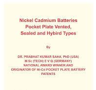 Nickel Cadmium Batteries Pocket Plate Vented, Sealed and ...