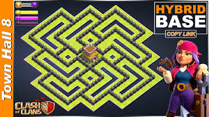 My recomendation is to keep townhall at middle. Best Th8 Base Hybrid Trophy With Link 2020 Coc Th8 Base Design Defense Clash Of Clans Youtube