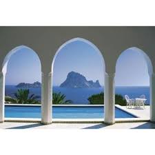 Komar 106 In X 153 In Pool And Arches Mallorca Wall Mural 8 067 The Home Depot Beach Mural Beach Wall Murals Mural Wall Art