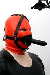 Dildo head harness with ball gag option lockable - Bizarre-Rubber-Sho
