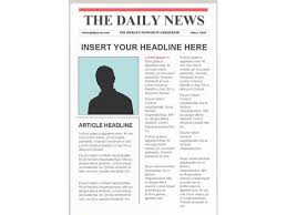 A newspaper is a periodical publication containing written information about current events and is often typed in black ink with a white or gray background. Editable Newspaper Template Portrait