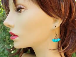 Teal Flower Earrings, Lily of the Valley Earrings Floral Jewelry