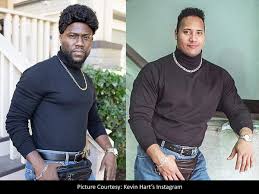 That pretty much sums me up!!! Kevin Hart Flaunts Bff Dwayne Johnson S 90 S Turtleneck Look In Jumanji The Next Level Halloween Video English Movie News Times Of India