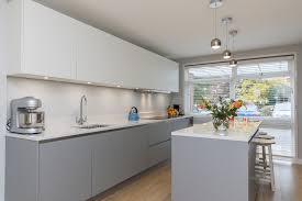 Pearl Grey White Lacquer Laminate Ultra Matt Kitchen From Lwk Kitchens Gray And White Kitchen Functional Kitchen Design Laminate Kitchen