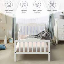 Which products in white desks are exclusive to the home depot? Buy Costzon Toddler Bed Classic Design Rubber Wood Kids Bed W Double Safety Guardrail For Children Bedroom Furniture Kids Room Parent Room Fits Crib Mattress Gift For Toddler Boys Girls White Online