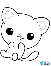Kawaii Kitty Coloring Page Free Printable Coloring Pages Inside Cute Cat With A Ball On Its Head Coloring Kitty Coloring Cat Coloring Page Cute Coloring Pages