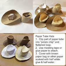 Decided To Try The Toilet Paper Tube Cowboy Hats We Found On The Internet Experimented With The Brown Paper Brown Paper Bag Cute Thank You Cards Brown Paper