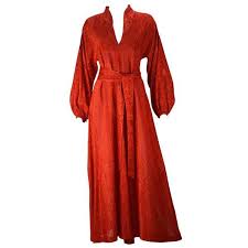 Fit size 2/4 dress has flaw ( see inside patch) photo attached all sales is final. 1970s Halston Red Metallic Iv Dress Mrs Couture