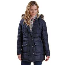 Landry Long Quilted Jacket in Navy by Barbour