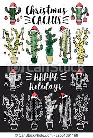 So i decided to decorate my cactus instead, and you know what? Christmas Cactus Vector Set Cactus Christmas Trees With Santa Hat And Xmas Decoration Set Of Vector Design Elements Canstock