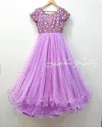 Two Layered Lavender Dress With Bead Embroidery On The Yoke Kids Designer Dresses Frock Models Frock Patterns