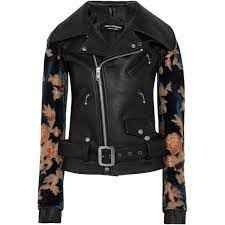 Junya Watanabe Flocked Jacquard Paneled Faux Leather Biker Jacket 1 535 Liked On Polyvore Vegan Leather Jacket Faux Leather Moto Jacket Vegan Biker Jacket
