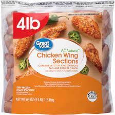 What tailgate party doesn't need a huge tray of hot wings? Great Value Chicken Wing Sections 4 Lb Frozen Walmart Com Walmart Com