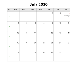 Blank July 2020 Calendar Pdf Word Excel Template In 2020 July Calendar Calendar Template