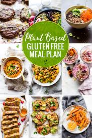 This Plant Based Gluten Free Meal Plan Includes Plant Based Recipes For Breakfast Lunches Dinners Sna Vegan Meal Plans Gluten Free Meal Plan Free Meal Plans