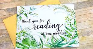 Thank You For Reading At Our Wedding Wedding Reader Card Wedding Thank You Cards Amazon Partner Link Wedding Thank You Cards Flower Girl Card Groom Card