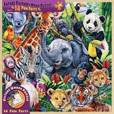 Masterpieces Wood Fun Facts Of Safari Friends 48 Piece Kids Puzzke Walmart Com Animal Paintings Animal Art Animals Wild