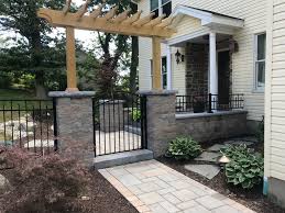 To install your aluminum fence, you will typically need the following tools: Ornamental Aluminum Fence With Alternating Pressed Point Pickets Surrounds This Property In Easton Pa Installed Aluminum Fence Fence Styles Outdoor Structures