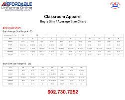 Best Affordable Uniforms Online Size Chart Call Us 6027307252