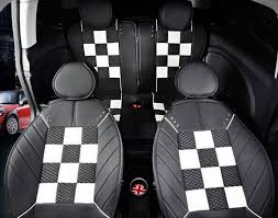 Checkered Four Seasons Leather Car Seat Covers For Mini Cooper S Convertible R56 Countryman Clubman F55 F Leather Car Seat Covers Mini Cooper Mini Accessories