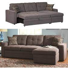 Coaster Gus Charcoal Chenille Upholstery Small Sectional Storage Chaise Sofa Pull Out Bed Sleeper With T Small Sectional Sofa Sofas For Small Spaces Small Sofa