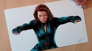 Speed Drawing Black Widow Scarlett Johansson Youtube