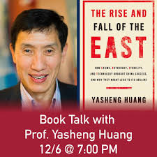 Join us for an insightful evening with MIT Sloan School of Management  Professor and author Yasheng Huang. During this event, you will have the  opportunity to hear from and engage with Professor