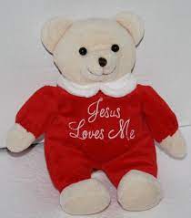 Dan Dee Jesus Loves Me Teddy Bear 10 Red Plush Cream Stuffed Soft Toy No Sound Dandee Teddy Bear Picnic My Teddy Bear Teddy Bear