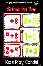 Math Card Games For Addition To 10 Kids Play Cards Math Card Games Kids Playing Math Task Cards
