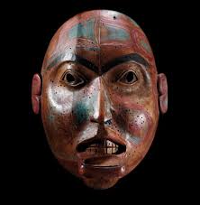 Tsimshian stone carved portrait mask rendition