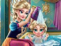 This cute baby needs a hot bath and some attention from you. Baby Bathing Games Elsa Baby Disney Games Baby Wash