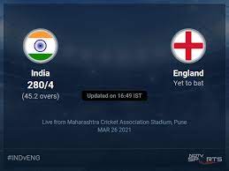 Check out 2021 live cricket score of ball by ball & full scorecard of international & domestic matches online. India Vs England Live Score Over 2nd Odi Odi 41 45 Updates Cricket News