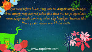 Berikut berbagai ucapan selamat hari raya idul fitri 2021 yang bisa kamu jadikan referensi, dikutip dari giftcard, minggu (9/5/2021). Ucapan Lebaran Bijak Dan Romantis Idul Fitri 2021 Topdewe Com