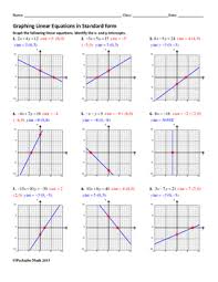 The following table gives the forms of linear equations. Graphing Linear Equations In Standard Form Algebra Worksheet By Pecktabo Math