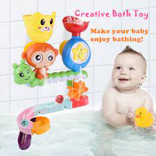 Acquistare Adesivi E Stickers Baby Cartoon Monkey Classic Shower Bath Toy Marble Race Run Track Kids Bathroom Play Water Bathing Shower Educational Kid Toys