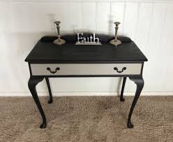 Beautiful Refurbished Queen Anne Antique Hall Table Desk In Black And Ascp Paris Grey Original Hardware Hall Table Furniture Restoration Queen Anne Furniture