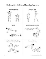 Bodyweight At Home Full Body Slimming Workout Body Weight Mens Fitness Printable Workouts