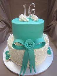 On the white side we added a silver swirl design and on the pink side we have dripping dark chocolate going down the side of the cake. Tiffany Blue Sweet 16 Cake Sweet Sixteen Cakes Sweet 16 Birthday Cake Sweet 16 Cakes