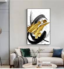 To bring color into the living room, hang a painting above the sofa. Abstract Golden Swirls Luxury Nordic Contemporary Wall Art Fine Art Canvas Prints Abstract Contemporary Wall Art Diy Canvas Art