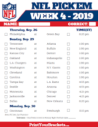 Monday nt (tie break game pick winner + total pts scored 40. Printable Nfl Week 7 Schedule Pick Em Pool 2020