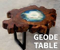 Wood Resin Geode Table Burled Wood Coffee Table Painted Coffee Tables Wood Slab Table