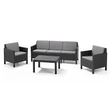 Keter patio outdoor furniture set side table and outdoor chairs, dark grey. 5 Seat Keter Chicago Sofa Set Grey Buy Online At Qd Stores