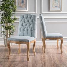 Unfinished wood mission dining chair (set of 2). Sara Light Sky Fabric Dining Chair Set Of 2